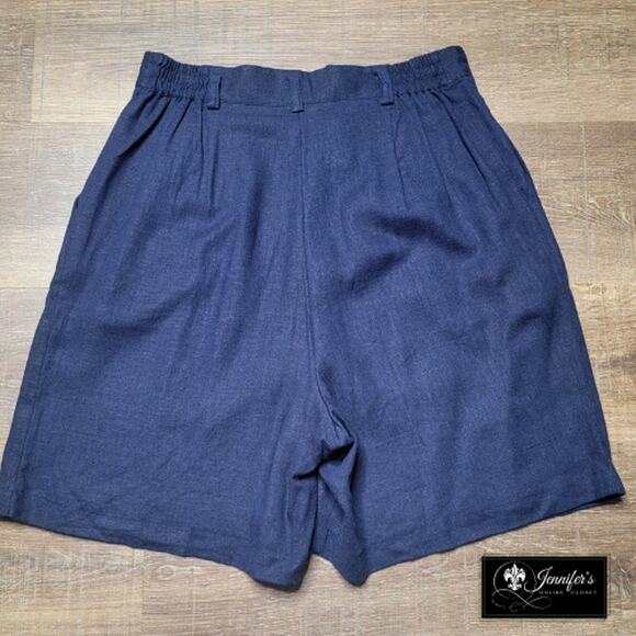 Fundamental Things Women's Petite Vintage Navy Blue Linen Rayon Shorts Size 12 - Picture 3 of 8